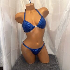 Competition bikini suit midnight blue 34B small bottoms